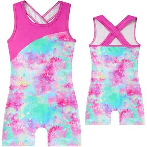 Idgreatim Girls Gymnastics Leotard Biketard One Piece Cross Back Sleeveless Unitard 4-10 Years in Kuwait