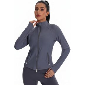 Women’s Slim Fit Full Zip Workout Jacket – Lightweight Yoga & Running Top with Thumb Holes & Convenient Pockets in Kuwait