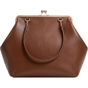 Kiss Lock Frame Handbag, PU Leather Shoulder Tote Bag Messenger Hobo Clutch Purse for Women Formal Work Leisure in Saudi Arabia
