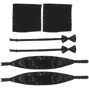 Ipetboom Men’s Black Tuxedo Cummerbund Set with Bow Tie and Pocket Square, Formal Wedding Suit Accessories for Business and Party Events, 6pcs Classic Men’s Tux Cummerbund and Tie Set in Saudi Arabia
