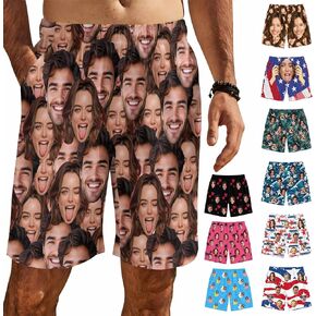 Custom Swim Trunks Men Personalized Bathing Suit with Face Funny Short USA Flag Hawaiian Board Short Gift for Boyfriend Dad in Saudi Arabia