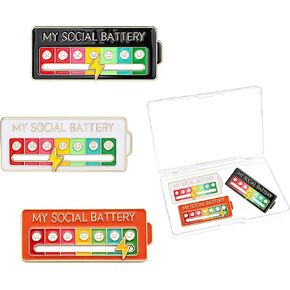 3 PCS social battery pin my social battery slider pin 7 Fun and Sentimental Brooches + 1 Storage Box in Saudi Arabia