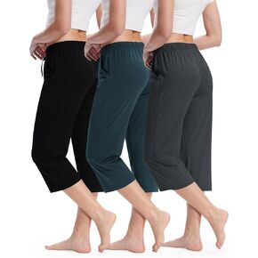 Women's Capri Pajama Pants Cotton Drawstring Pj Pants Pajama Bottoms Sleep Pants with Pockets in Saudi Arabia