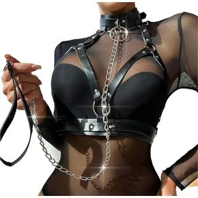 PU Leather Choker Harness Women Goth Collar Leash For Girl Aesthetic Fashion Sexу Women's Lingiere Belt Exotic Accessories in Kuwait