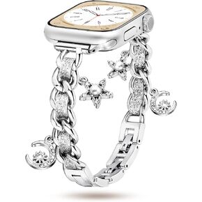Compatible with Dressy Designer Thin Apple Watch Bracelet Bands for Women Men 40mm 41mm 38mm, Single Chain Design iWatch Bands for Slim Apple Watch Series 10 9 SE 8 7 6 5 4 3 2 Ultra 2 1 Band (Starlight) in Saudi Arabia
