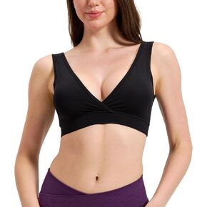 netdraw Padded Bamboo Viscose Nursing Sleep Bra, Lightweight Soft Crossover Wireless Breastfeeding Lounge Maternity Bralette in Saudi Arabia