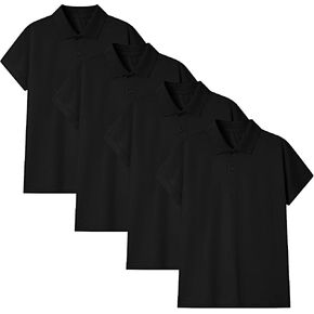 4 Pack Boys Polo Shirt Mesh Athletic Quick Dry Short Sleeve Golf Shirts School Uniform Kids Performance Active Tops in Kuwait