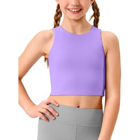 Girls Athletic Tank Tops Kids Dance Workout Shirts Non-See-Through Sleeveless Tops for Teens 5-14Years in Saudi Arabia