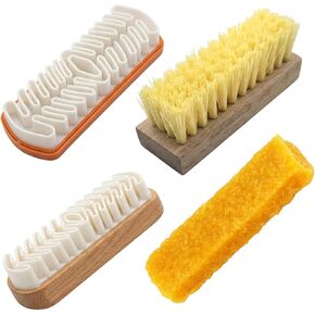 4-Piece Set Suede Brush and Suede Eraser, Premium Shoe Care Tools with Beechwood Handles, Effective Stain Removal for Shoes Boots and Accessories, Complete Cleaning Kit for Urban Professionals in Saudi Arabia