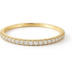 INDRI Solid 10k Lab Grown Diamond Wedding Band for Women Stackable Half Eternity Anniversary Promise Ring For Her (D-F Color VVS1 - VVS2 Clarity) in Saudi Arabia