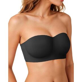 Strapless Bras for Women Jelly Supportive Bandeau Bra Non Slip Wireless Padded Push Up Seamless Tube Top Bra M-2XL in Kuwait