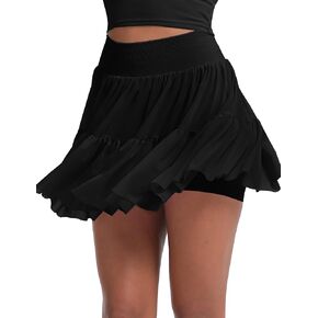 Cute Pleated Skirts for Women, High Waisted Tulle Skirts Princess with Seamless Shorts in Saudi Arabia