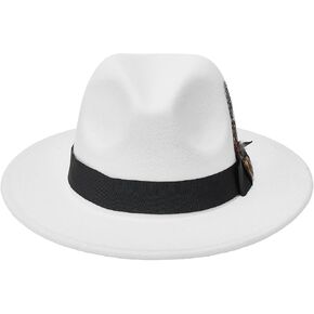 Classic Felt Dress Hat for Women and Men Elegant Belt and Feather Wide Brim Fedora Hat for Party Club in Saudi Arabia