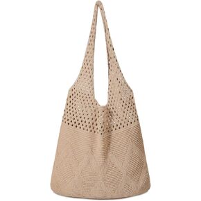 Pleneal Crochet Tote Bag, Mesh Beach Bag, Knitted Shoulder Beach Bags for Women Vacation Aesthetic Hobo Tote Bags in Kuwait