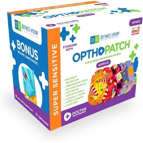 Opthopatch Kids Eye Patches with Extra Hypoallergenic Acrylic Adhesive, 40 Breathable Patches for Amblyopia & Lazy Eye, Fun Boy-Friendly Designs, Includes 1 Rewards Chart by Defined Vision in Saudi Arabia
