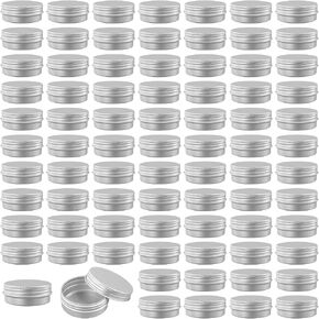 80 PCS 2 oz Aluminum Tin Jars, 60ml Metal Round Empty Tin Cans Containers with Screw Lids for Cream, Candle, Silver in Saudi Arabia