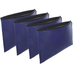 4pcs Pu Leather Money Pouch with Zipper for Bank Deposit, Cash, Coins, and Invoices Spacious Capacity Portable Cash Organizer Wallet for Daily Use, Blue, 11x6in in Kuwait