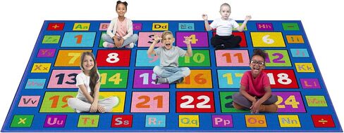 Number Classroom Rug for Kids, 7'6''x13'1'' Durable Nylon Classroom Seating Rug with Non-Slip Backing, School Carpet for Circle Time, Preschool, Daycare, Playroom, Learning & Reading Area in Saudi Arabia