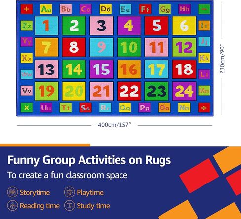 Number Classroom Rug for Kids, 7'6''x13'1'' Durable Nylon Classroom Seating Rug with Non-Slip Backing, School Carpet for Circle Time, Preschool, Daycare, Playroom, Learning & Reading Area in Saudi Arabia