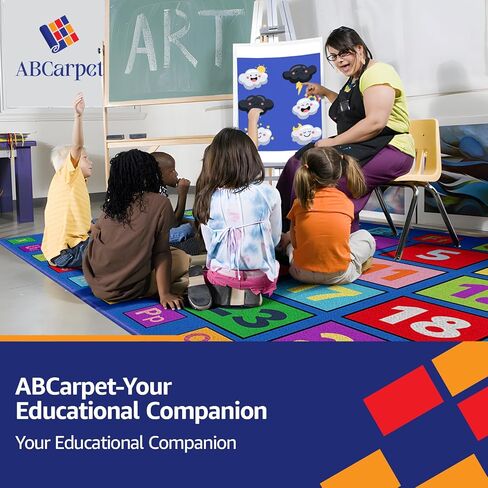 Number Classroom Rug for Kids, 7'6''x13'1'' Durable Nylon Classroom Seating Rug with Non-Slip Backing, School Carpet for Circle Time, Preschool, Daycare, Playroom, Learning & Reading Area in Saudi Arabia
