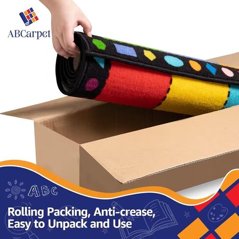 Number Classroom Rug for Kids, 7'6''x13'1'' Durable Nylon Classroom Seating Rug with Non-Slip Backing, School Carpet for Circle Time, Preschool, Daycare, Playroom, Learning & Reading Area in Saudi Arabia