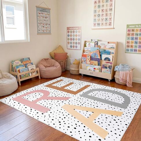 Large Classroom Rug 4.9 x 6.6 ft Read Classroom Carpets with Rubber Backing Class Carpets Playmat Read Rug for Reading Corner Decor Preschool Nursery Daycare Library Reading Nook Bedroom in Kuwait