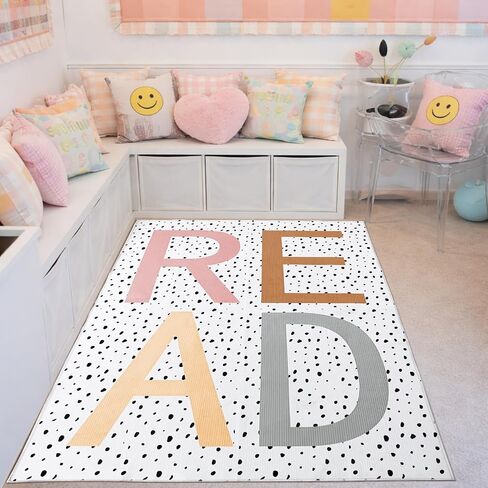 Large Classroom Rug 4.9 x 6.6 ft Read Classroom Carpets with Rubber Backing Class Carpets Playmat Read Rug for Reading Corner Decor Preschool Nursery Daycare Library Reading Nook Bedroom in Kuwait