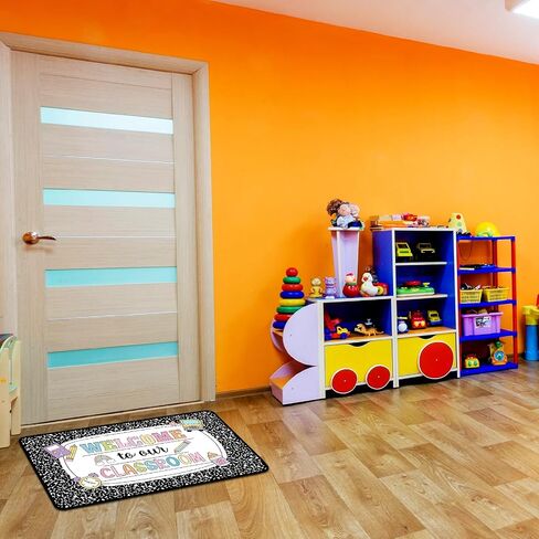 Tenceur Classroom Doormats Back to School Teacher Door Mat Composition Notebook Classroom Doormat 17.7x31.5 Inch Composition Rug Non-Slip Educational Area Decor for Kindergarten Primary School in Kuwait