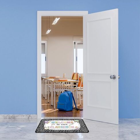 Tenceur Classroom Doormats Back to School Teacher Door Mat Composition Notebook Classroom Doormat 17.7x31.5 Inch Composition Rug Non-Slip Educational Area Decor for Kindergarten Primary School in Kuwait