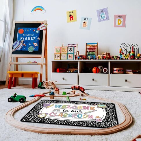 Tenceur Classroom Doormats Back to School Teacher Door Mat Composition Notebook Classroom Doormat 17.7x31.5 Inch Composition Rug Non-Slip Educational Area Decor for Kindergarten Primary School in Kuwait