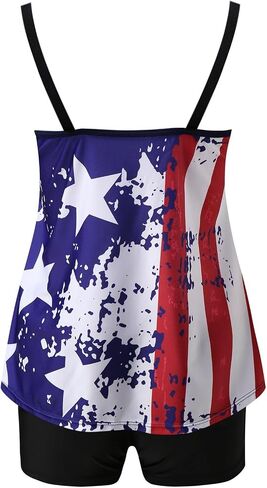 العلم الأمريكي المايوه للنساء 2 قطعة لباس سباحة البطن التحكم Tankini الولايات المتحدة الأمريكية 4th من يوليو ملابس السباحة الوطنية in Kuwait