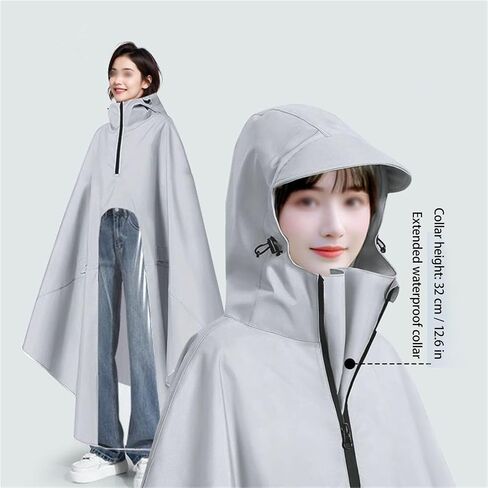 High Neck Ponchos Adult Electric Scooter Rain Poncho for Adult Heavy Duty Rain Coat Reusable Raincoat with Hood(Gray,4XL_WITH LENSES) in Saudi Arabia