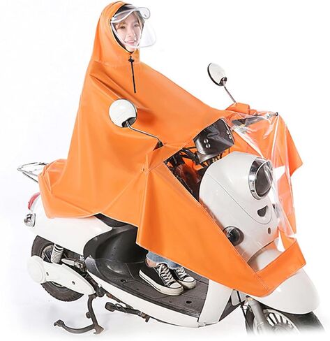 Yosoo Electric Bike Rain Poncho Raincoat for Motorcycle Adults with Foldable Design and Breathable Material for All Weather Protection (Orange) in Kuwait