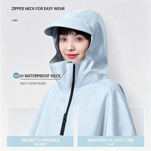 High Neck Ponchos Adult Electric Scooter Rain Poncho for Adult Heavy Duty Rain Coat Reusable Raincoat with Hood(Blue,5XL_WITH LENSES) in Saudi Arabia