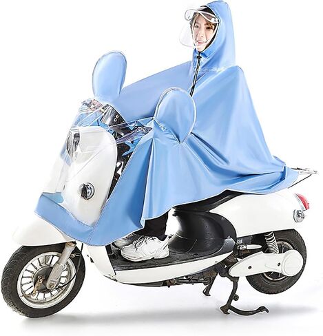 Yosoo Electric Bike Rain Poncho Raincoat for Motorcycle Adults with Foldable Design and Breathable Material for All Weather Protection (Blue) in Kuwait