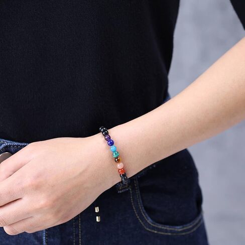 COAI Women's Semi Precious Gems 7 Chakra Stone Bolo Bracelet in Kuwait