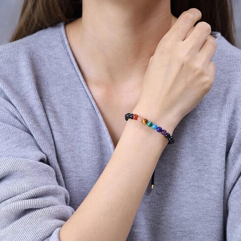 COAI Women's Semi Precious Gems 7 Chakra Stone Bolo Bracelet in Kuwait
