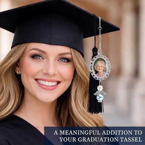 Graduation Memorial Tassel Charm 2026, Graduation Tassel Photo Charm with Angel Wings, Graduation Cap Picture Charms Accessories, Meaningful Graduation Gift for Her Class of 2026 in Kuwait