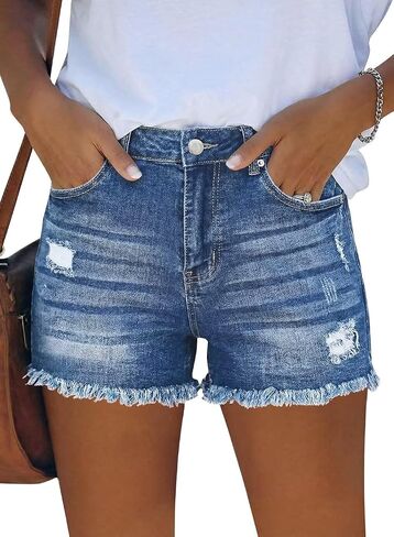 FEKOAFE 2026 Womens Casual Mid/High Waisted Denim Shorts Summer Stretchy Ripped Jean Shorts for Women in Saudi Arabia