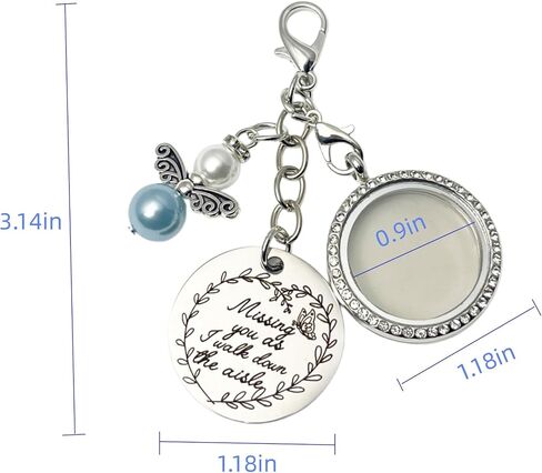 Something Blue for Bride Memorial Wedding Bouquet Locket Charm DIY 2-Photo Frame Guardian Angel Charm Bridal Something Blue Gift On Wedding Day Remembrance Gifts in Saudi Arabia