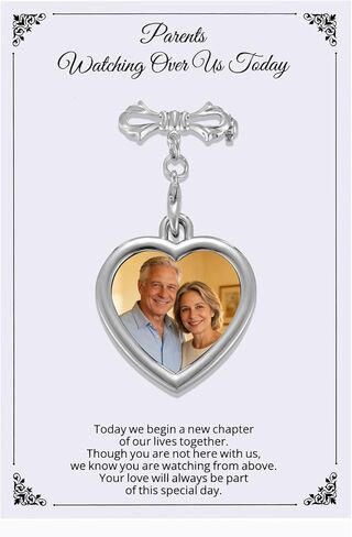 Ukodnus Personalized Bridal Bouquet Charm with Photo, Wedding Bouquet Memorial Charm, In Loving Memory Remembrance Pin for Bride, Memorial Gifts for Bride Remembrance Mom Dad in Heaven in Kuwait