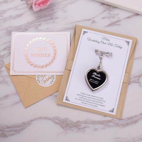 Ukodnus Personalized Bridal Bouquet Charm with Photo, Wedding Bouquet Memorial Charm, In Loving Memory Remembrance Pin for Bride, Memorial Gifts for Bride Remembrance Mom Dad in Heaven in Kuwait