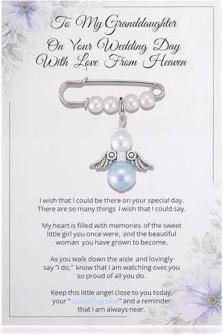 Ralukiia Something Blue Bridal Bouquet Angel Charm, Guardian Angel Charm, Memorial Gifts for Bride, Bridal Keepsake Gifts for Loss of Mom Dad Grandma Grandpa, Wedding Remembrance Gift in Kuwait