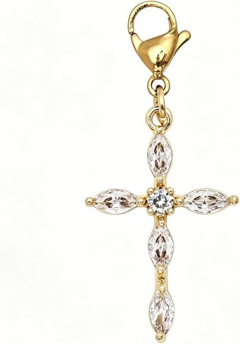 AMOBESTER Crystal Cross Clasp on Charms Gold-Plated Religion Pendant for Necklace and Bracelet in Kuwait