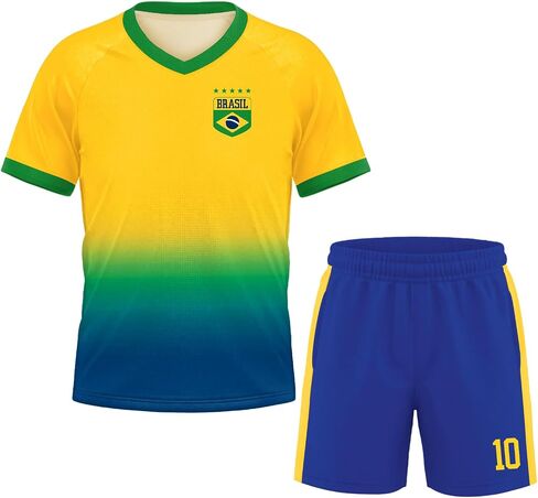 Unisex Kids Soccer Jersey 2PC Set Boys Girls Youth Quick Dry Short Sleeve Football Training Kit in Kuwait