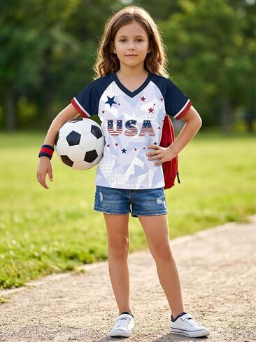 Unisex Kid's Soccer Cup 2026 Shirt Boys Girls Mesh Soccer Jersey Youth V-Neck USA Mexico Jersey Argentina Brazil Tops in Kuwait