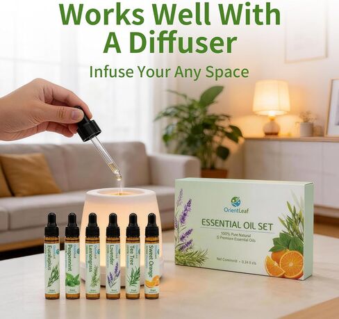 ORIENTLEAF Blended Essential Oils Set, Blends for Diffusers, Fragrance, Aromatherapy, Humidifiers, Peppermint, Tea Tree, Lavender, Eucalyptus, Orange, Citronella in Saudi Arabia