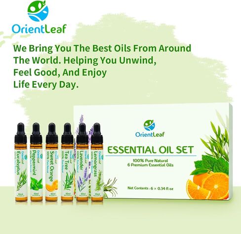 ORIENTLEAF Blended Essential Oils Set, Blends for Diffusers, Fragrance, Aromatherapy, Humidifiers, Peppermint, Tea Tree, Lavender, Eucalyptus, Orange, Citronella in Saudi Arabia