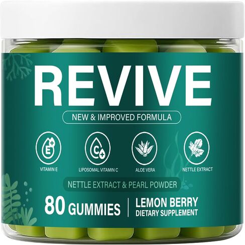 Revive Hair Gummies,Sea Moss Gummies with Vitamin C, Vitamin E, Aloe Vera, Pearl Powder Supports Faster Hair Growth, Stronger Nails&Healthy Skin,80 Count in Saudi Arabia