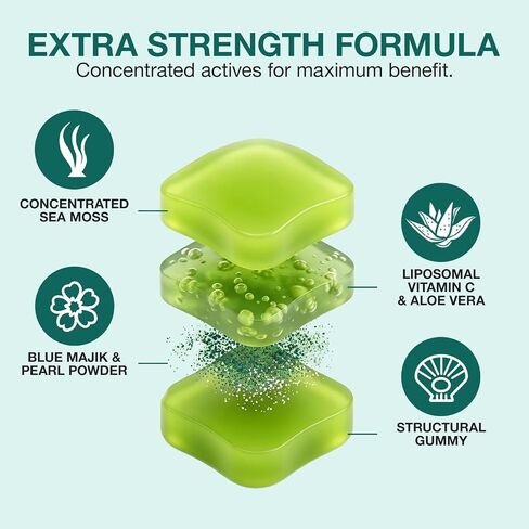 Revive Hair Gummies,Sea Moss Gummies with Vitamin C, Vitamin E, Aloe Vera, Pearl Powder Supports Faster Hair Growth, Stronger Nails&Healthy Skin,80 Count in Saudi Arabia
